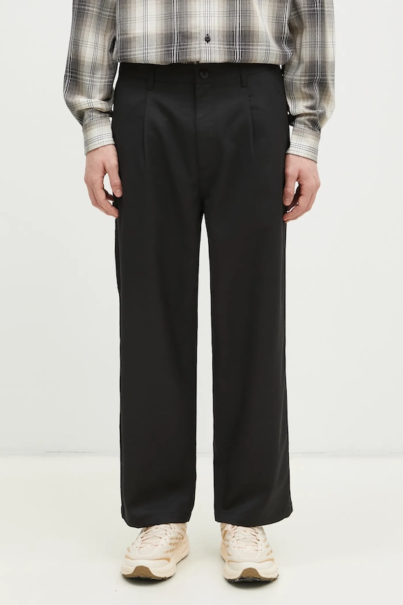 Hlače s primjesom vune Carhartt WIP Seaton Pant s dodatkom vune crna I034438.89XX