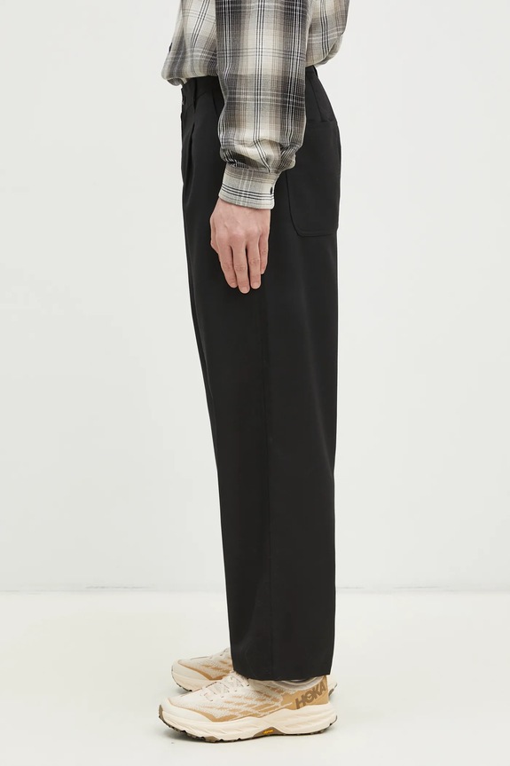 Hlače s primjesom vune Carhartt WIP Seaton Pant I034438.89XX crna SS25