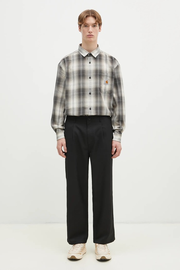 Hlače s primjesom vune Carhartt WIP Seaton Pant I034438.89XX crna