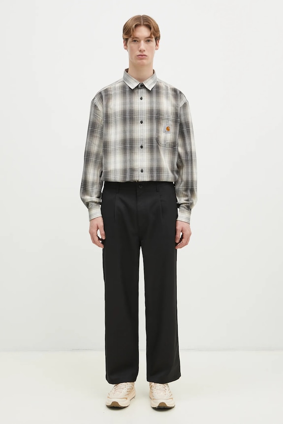 Hlače s primjesom vune Carhartt WIP Seaton Pant I034438.89XX crna