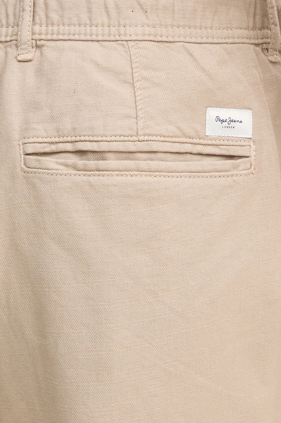Nohavice s prímesou ľanu Pepe Jeans LINEN PULL ON PANTS béžová PM211872