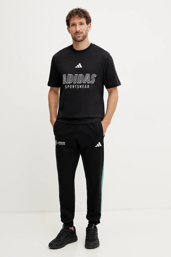 Хлопковые спортивные штаны adidas x Mercedes JV5379 чёрный SS25