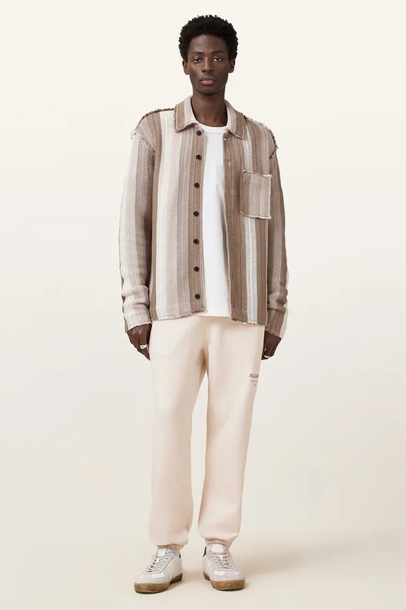 Bavlněné tepláky AllSaints UNDRGRND pletenina béžová M031TB