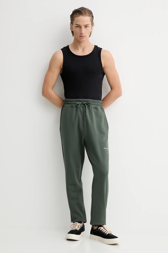 Бавовняні спортивні штани AllSaints UNDRGRND M031TB зелений SS26