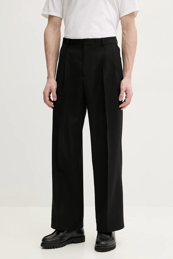 Sunflower pantaloni in lana dritto nero 4167.SFR.SP