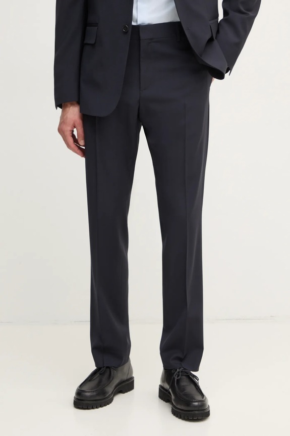 Filippa K pantaloni de lana potrivit bleumarin 31585.FK