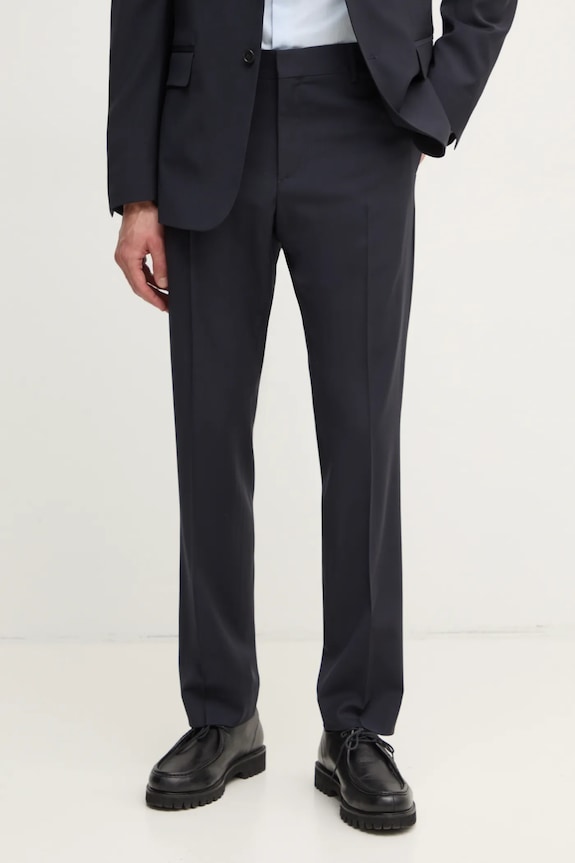 Filippa K pantaloni de lana potrivit bleumarin 31585.FK