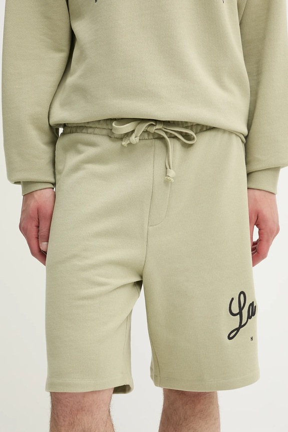 HUGO pamut rövidnadrág dzsörzé zöld 50539002