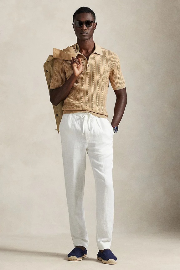 Дрехи Ленен панталон Polo Ralph Lauren 710940611 бял