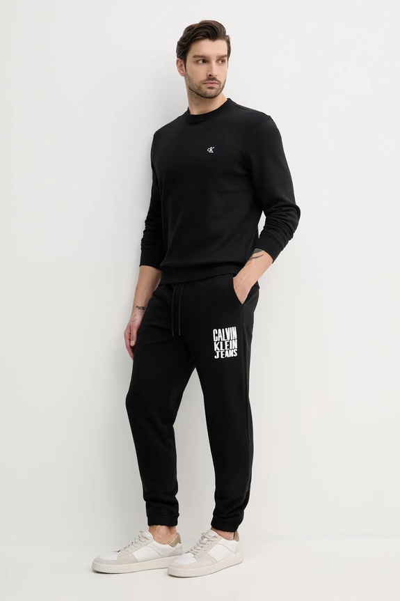 Bavlněné tepláky Calvin Klein Jeans J30J327535 černá SS25