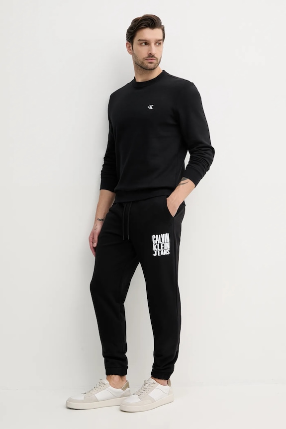 Bavlněné tepláky Calvin Klein Jeans J30J327535 černá SS25
