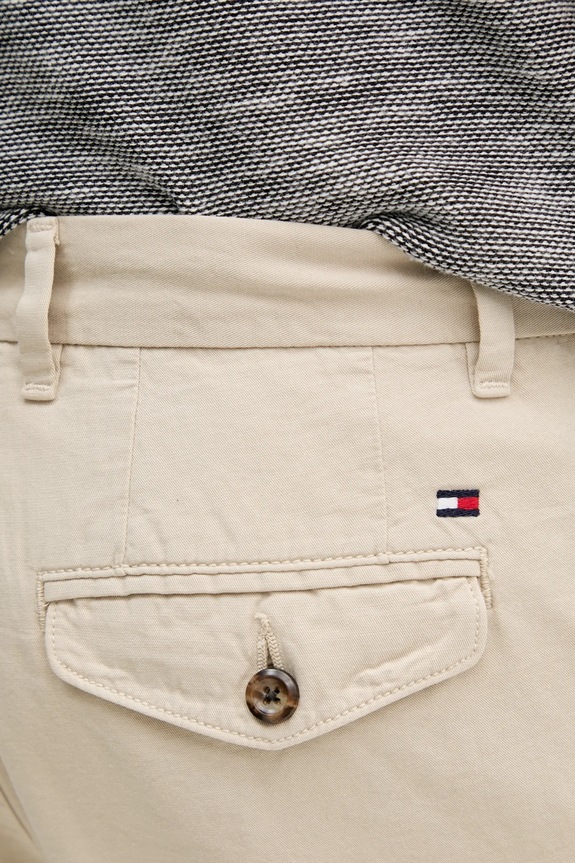 Hlače s dodatkom lana Tommy Hilfiger bež MW0MW38798