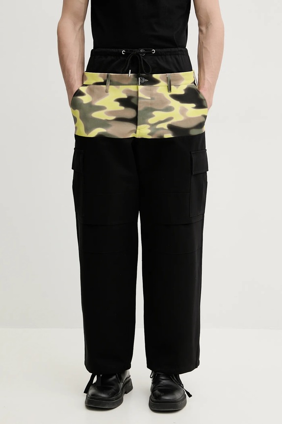 Βαμβακερό παντελόνι BLUEMARBLE PA80.CV07A25 μαύρο SS25