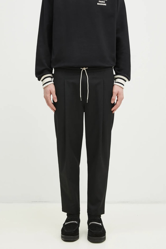 Штани з домішкою вовни Drôle de Monsieur Le Pantalon Cropped тканина чорний PERM.BP167.PL127.BL