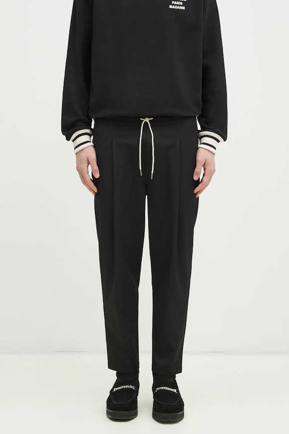 Штани з домішкою вовни Drôle de Monsieur Le Pantalon Cropped тканина чорний PERM.BP167.PL127.BL