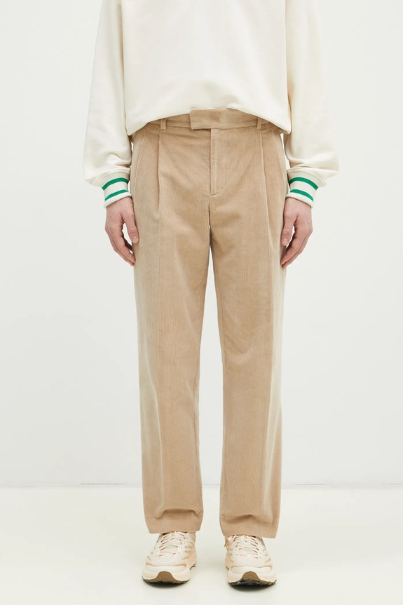 Manšestrové kalhoty Drôle de Monsieur Le Pantalon Golfeur Corduroy látka béžová PERM.BP165.CO156.BG