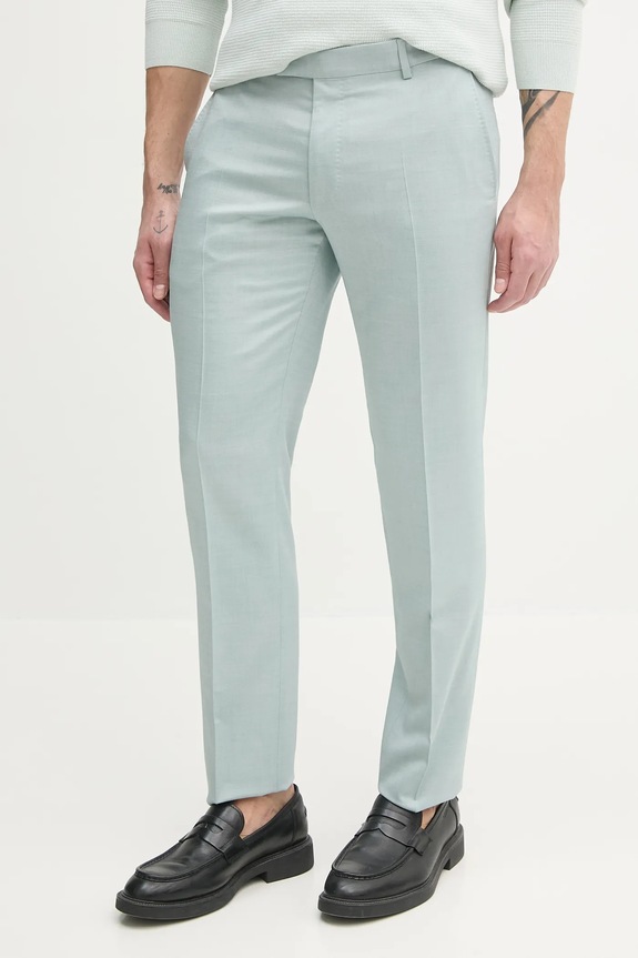 Hlače s primjesom vune Joop! bez uzorka tirkizna 30041047