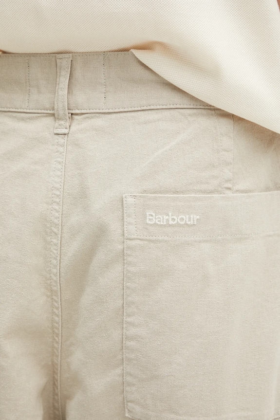 Λινό παντελόνι Barbour Barbour Natural Linen Blend Trouser μπεζ MTR0763