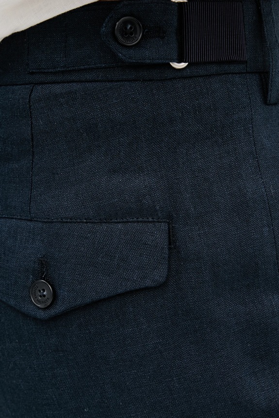 Lanene hlače Tommy Hilfiger mornarsko modra SQTHL5607.SQTH500