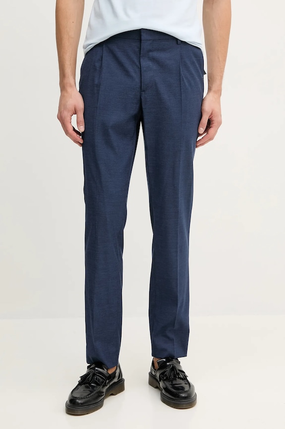 Tommy Hilfiger spodnie wełniane z elastanem granatowy SQTHL7534.SQTH402