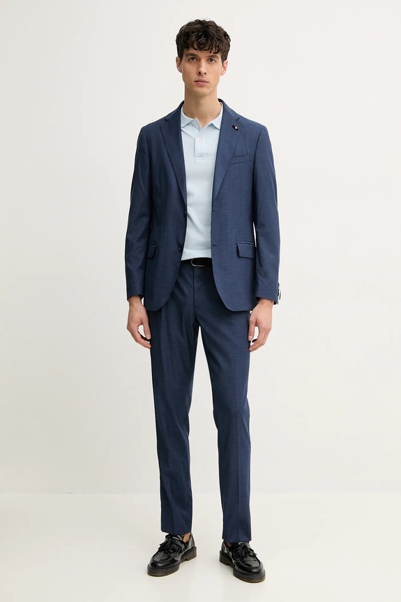 Tommy Hilfiger spodnie wełniane SQTHL7534.SQTH402 granatowy SS25
