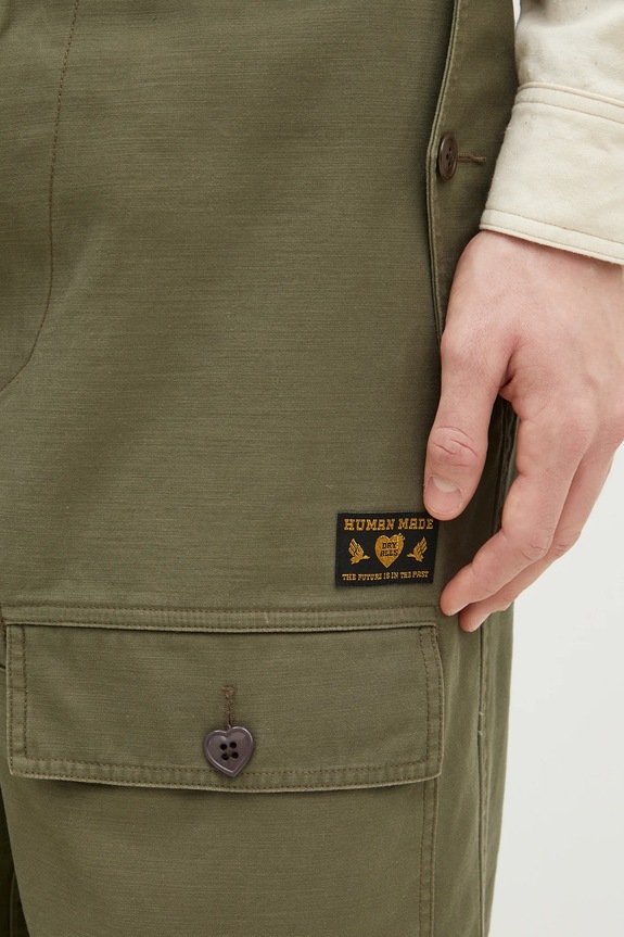 Памучен панталон Human Made Air Force Pants HM29PT009 зелен