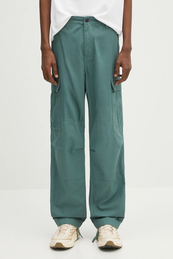 Бавовняні штани Carhartt WIP Regular Cargo Pant гладкий зелений I032467.2M202