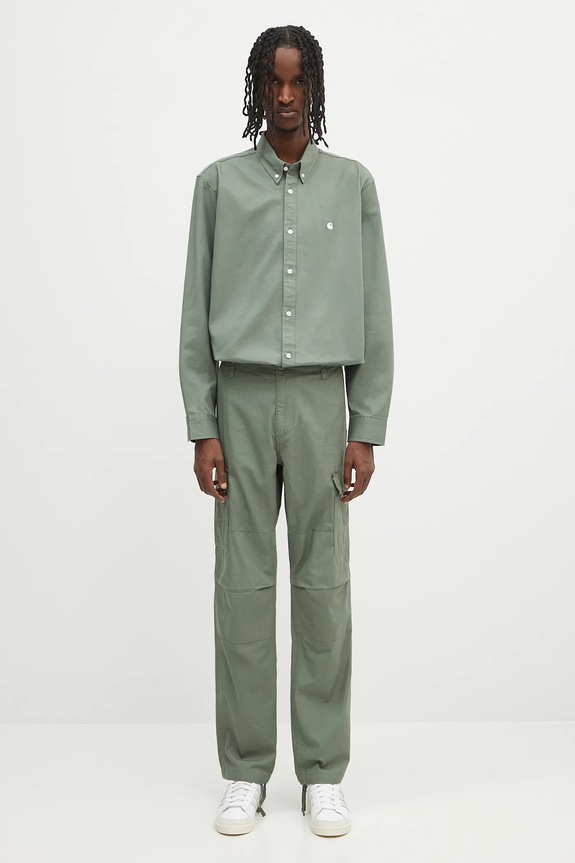 Carhartt WIP pantaloni in cotone Aviation Pant I032468.1YF02 verde