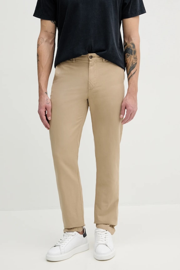 Tommy Hilfiger pantaloni in lino misto tessuto beige MW0MW38792