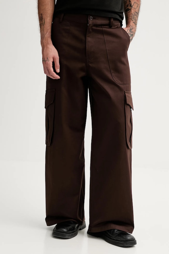 Kenzo spodnie bawełniane bawełna brązowy FF55PA2449GF.90