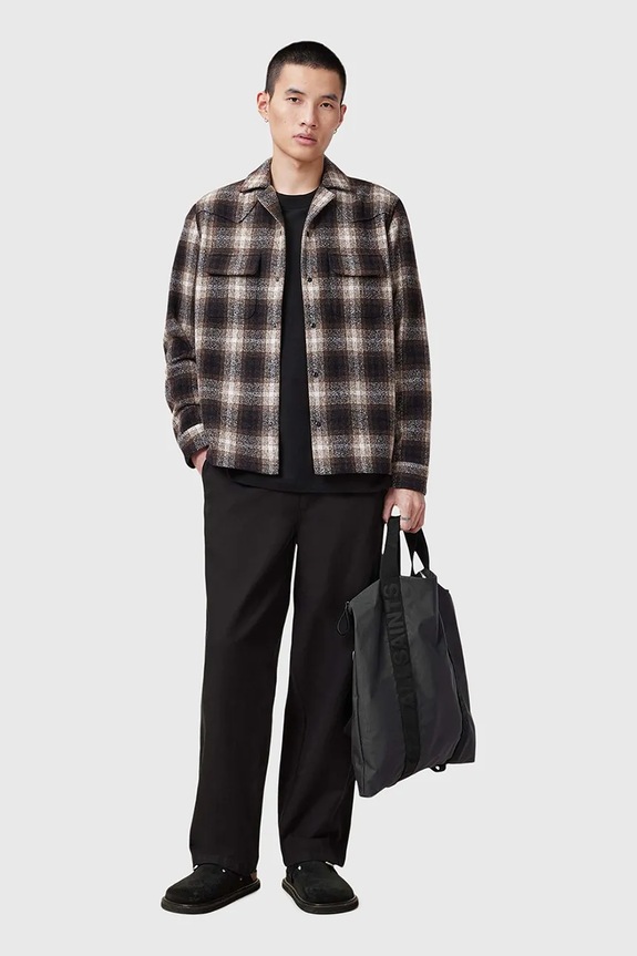 AllSaints spodnie z domieszką lnu HANBURY M038TC