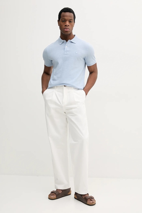 Βαμβακερό παντελόνι Tommy Hilfiger SAILING MN0MN00016 λευκό SS25