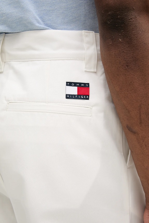 Βαμβακερό παντελόνι Tommy Hilfiger SAILING λευκό MN0MN00016