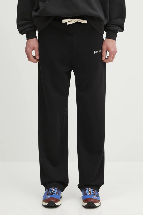 Palm Angels pantaloni tuta di cotone Classic Logo Emb semplice nero PMCH022C99FLE0011003