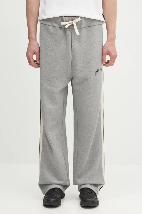Palm Angels cotton joggers Curved Logo Track cotton gray PMCH02BS25FLE0010810