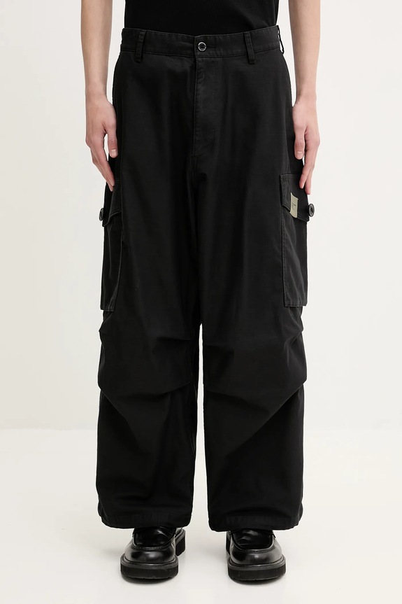NEIGHBORHOOD cotton trousers Wide Cargo Pants cotton black 251SPNH.PTM06