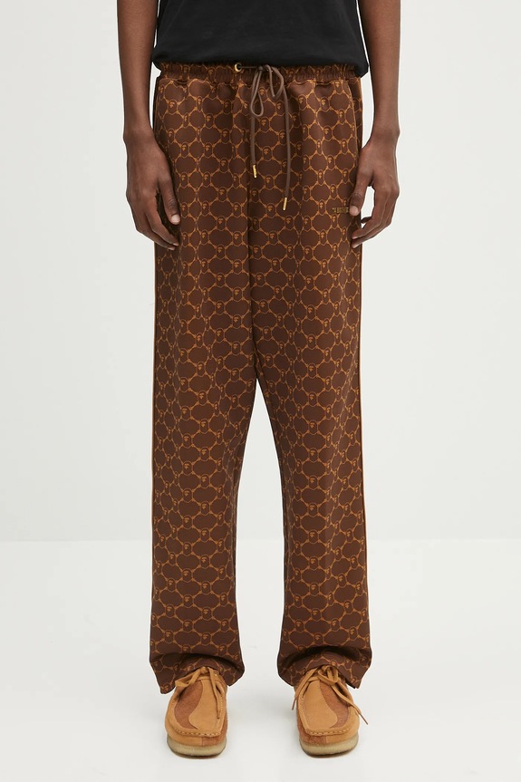 Donji dio trenirke A Bathing Ape College Monogram Relaxed Fit s uzorkom smeđa 1L30152311
