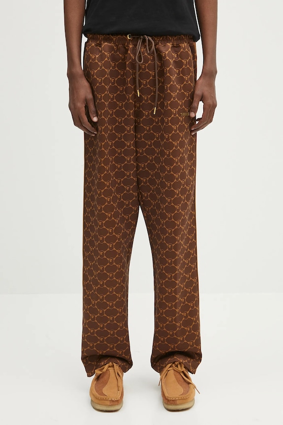 Donji dio trenirke A Bathing Ape College Monogram Relaxed Fit s uzorkom smeđa 1L30152311