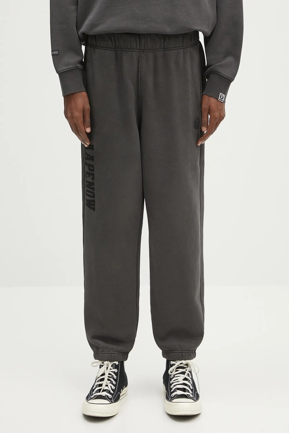 AAPE pantaloni tuta di cotone Now Sweat cotone nero AAPPTMB627XXN