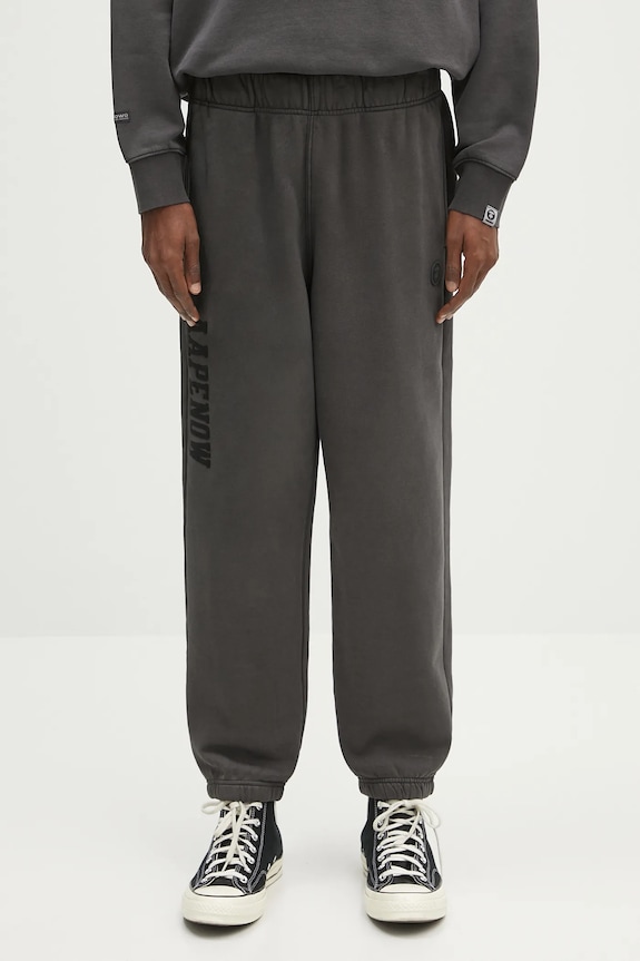 AAPE pantaloni tuta di cotone Now Sweat cotone nero AAPPTMB627XXN