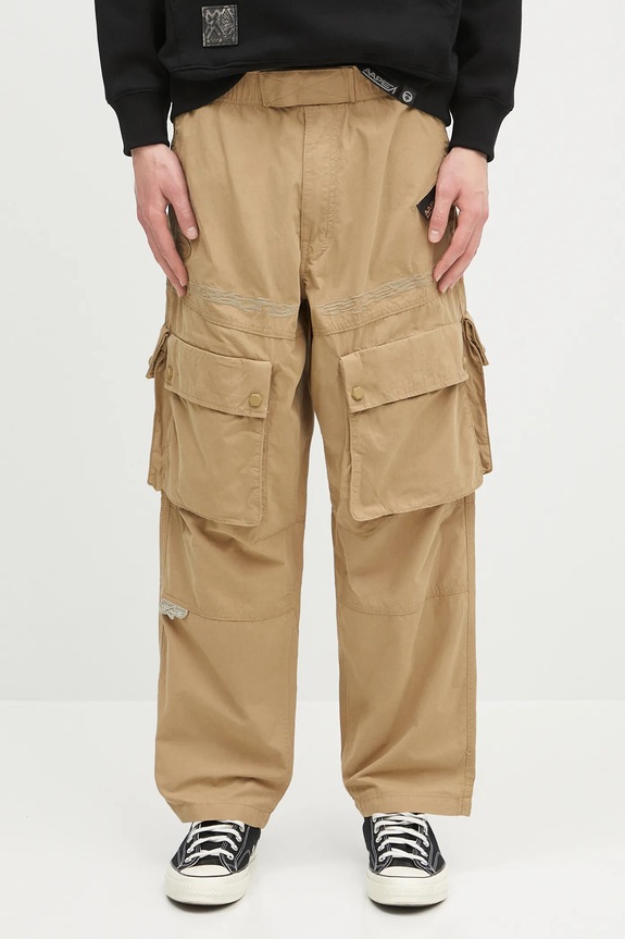 AAPE pantaloni Main Woven dritto beige AAPPTMB633XXN