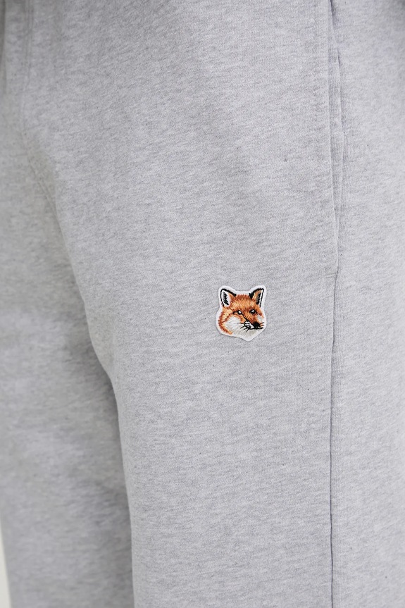 Maison Kitsuné pantaloni tuta di cotone Fox Head Patch Regular grigio LM01114KM0001