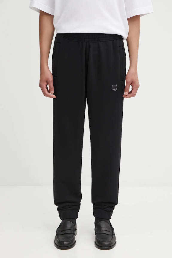 Бавовняні спортивні штани Maison Kitsuné Bold Fox Head Patch Comfort гладкий чорний MM01125KM0321