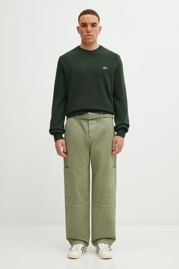 Бавовняні штани Maison Kitsuné Belted Utility OM01104WD4012 зелений