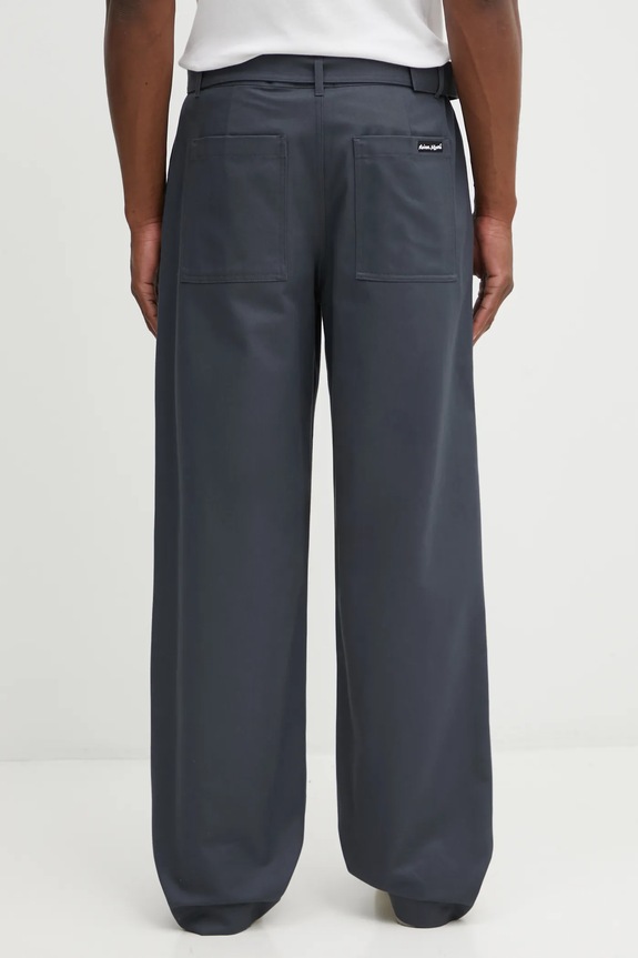 Odzież Maison Kitsuné spodnie bawełniane Belted OM01123WW9043 szary