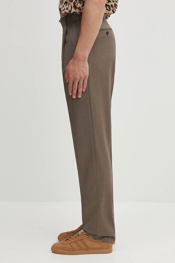 Wacko Maria spodnie wełniane PLEATED TROUSERS ( TYPE-2 ) 25SS.WMP.TR08 beżowy SS25