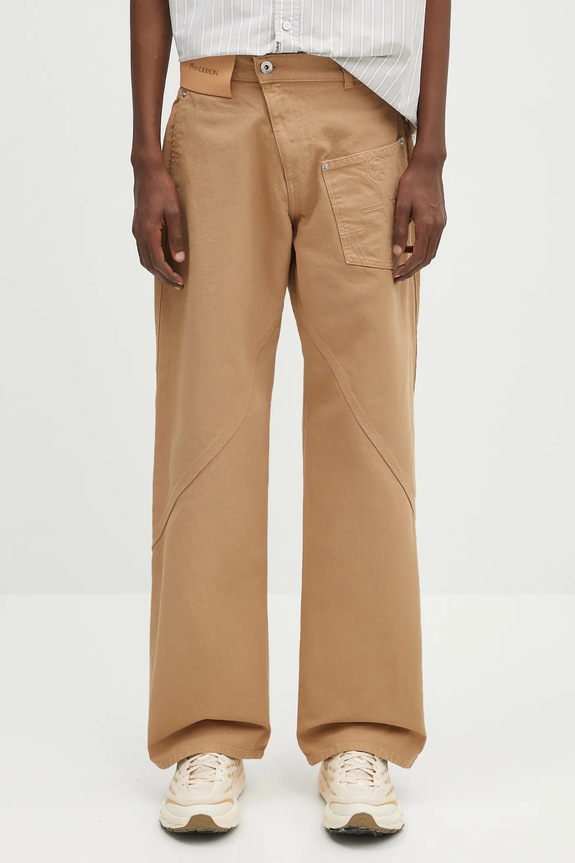 JW Anderson spodnie bawełniane Twisted Workwear gładkie beżowy TR0405.PG1744.130