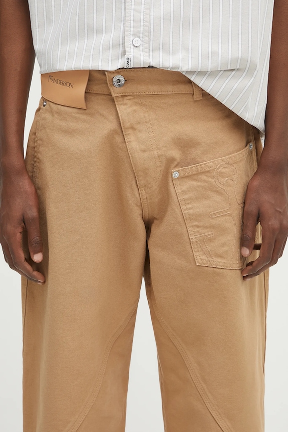 JW Anderson spodnie bawełniane Twisted Workwear beżowy TR0405.PG1744.130