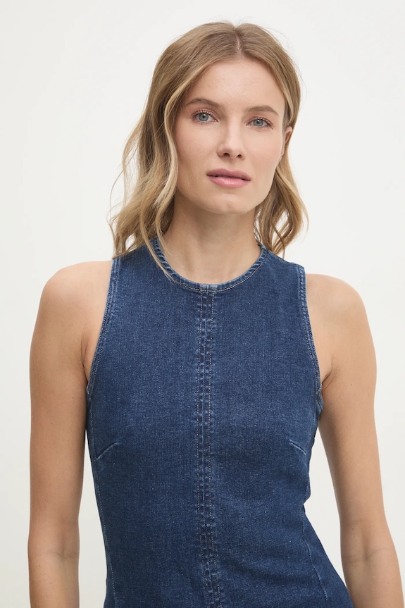 Φόρεμα τζιν Calvin Klein Jeans σκούρο μπλε J20J224528