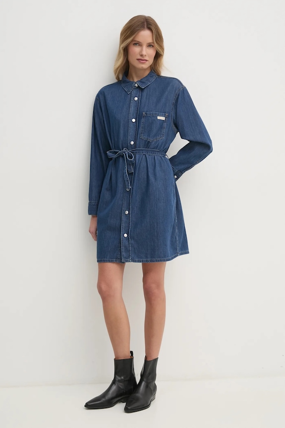 Rifľové šaty Calvin Klein Jeans rifľovina modrá J20J225008